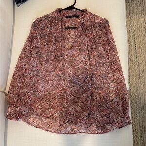 Zara Sheer Paisley Top with Gold Accents